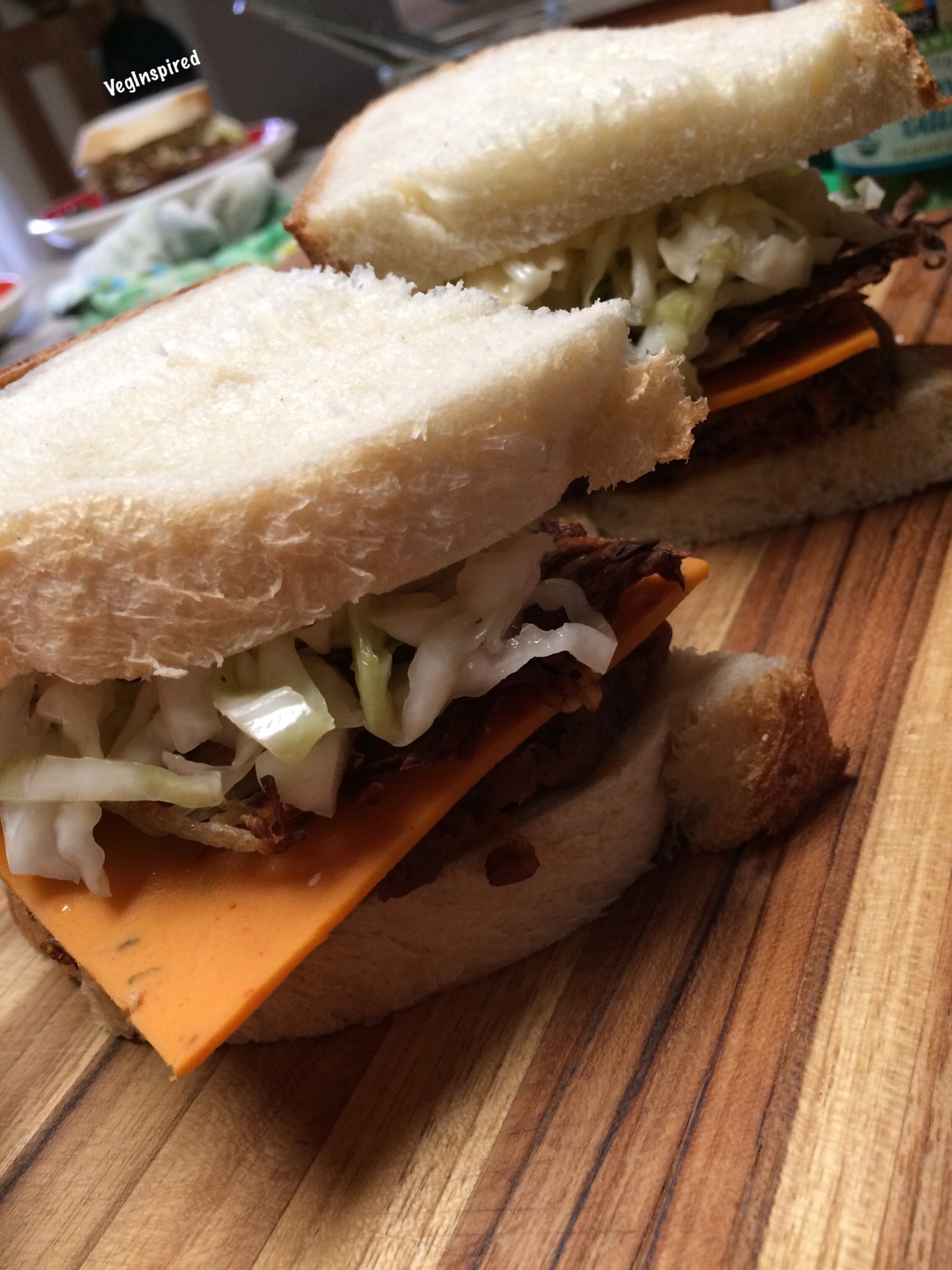 Vegan Primanti Style Burger and Fries Sandwich