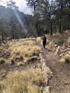 Kathy walking away from the camera on the South Rim Trail