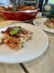 plant-based lasagna made using ZenB Lentil Pasta Lasagna Noodles