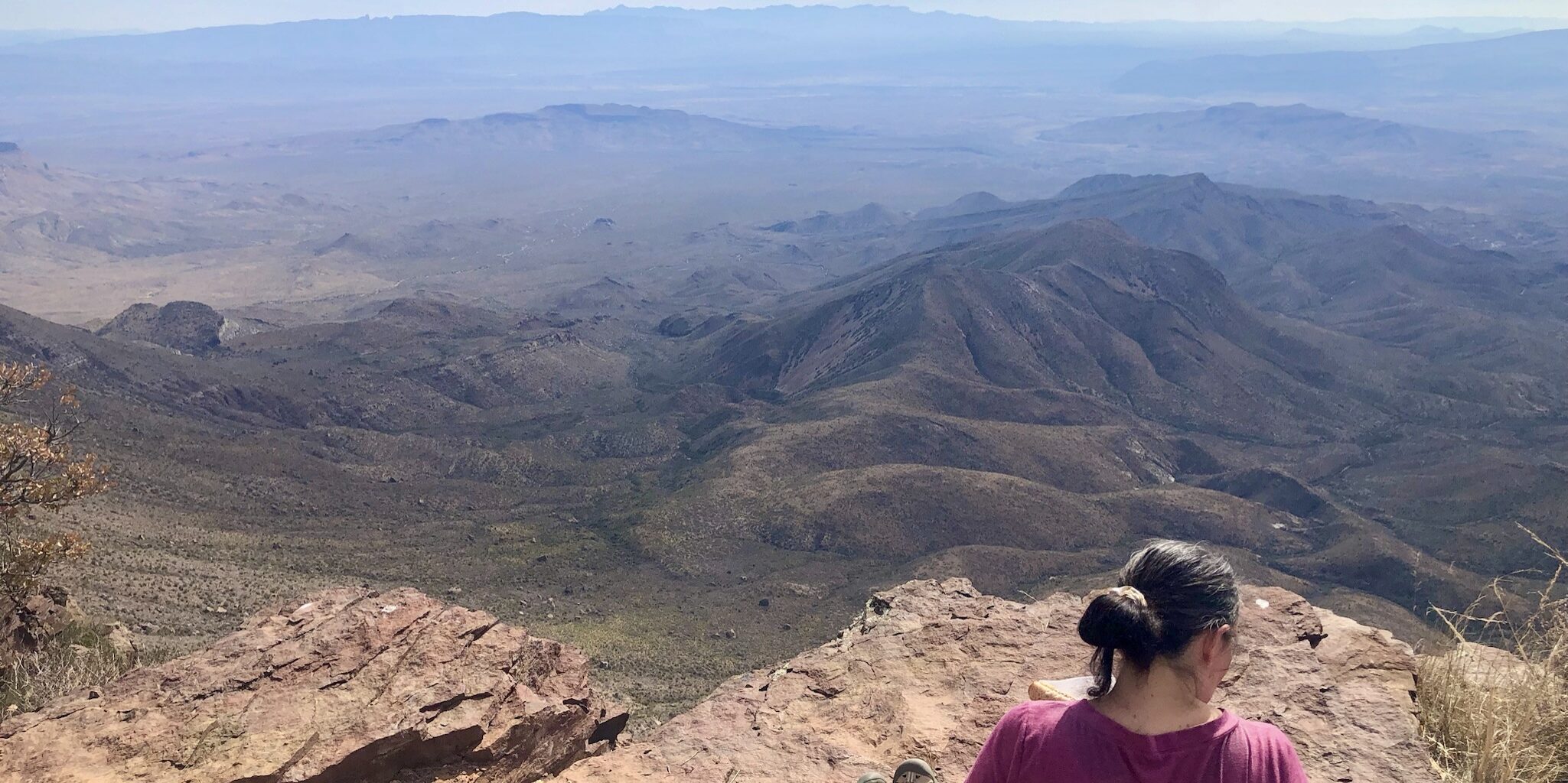 Kathy seated at South Rim Overlook