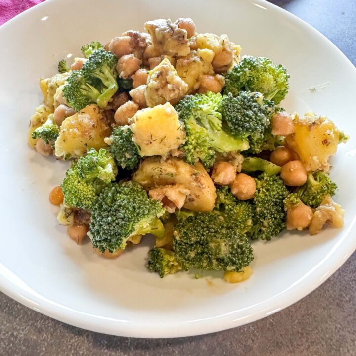 Broccoli, Chickpea, & Potato Salad with Maple-Mustard Dressing