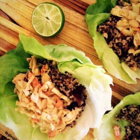 Thai Mushroom Quinoa Lettuce Wraps